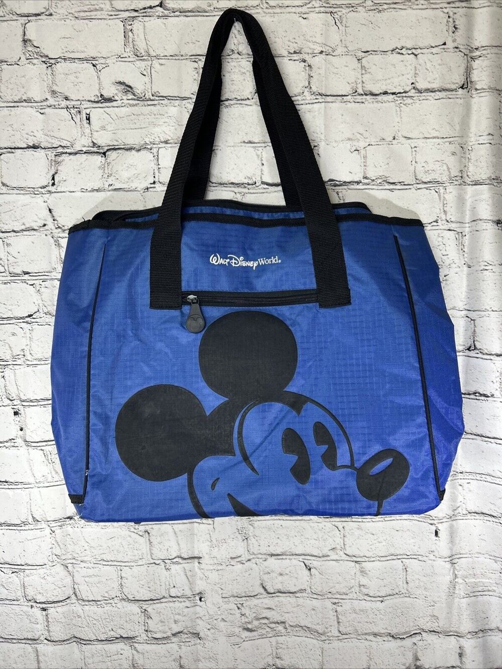 Disney Parks Walt Disney World Mickey Mouse Tote Bag Blue Large Travel Carry-on